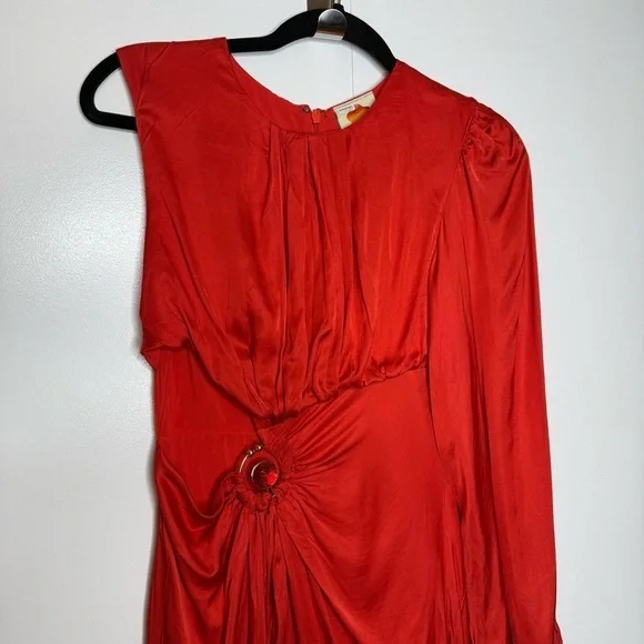 FARM Rio Red One-Shoulder Maxi Cutout Dress Long Sleeve - Small - Picture 5 of 16
